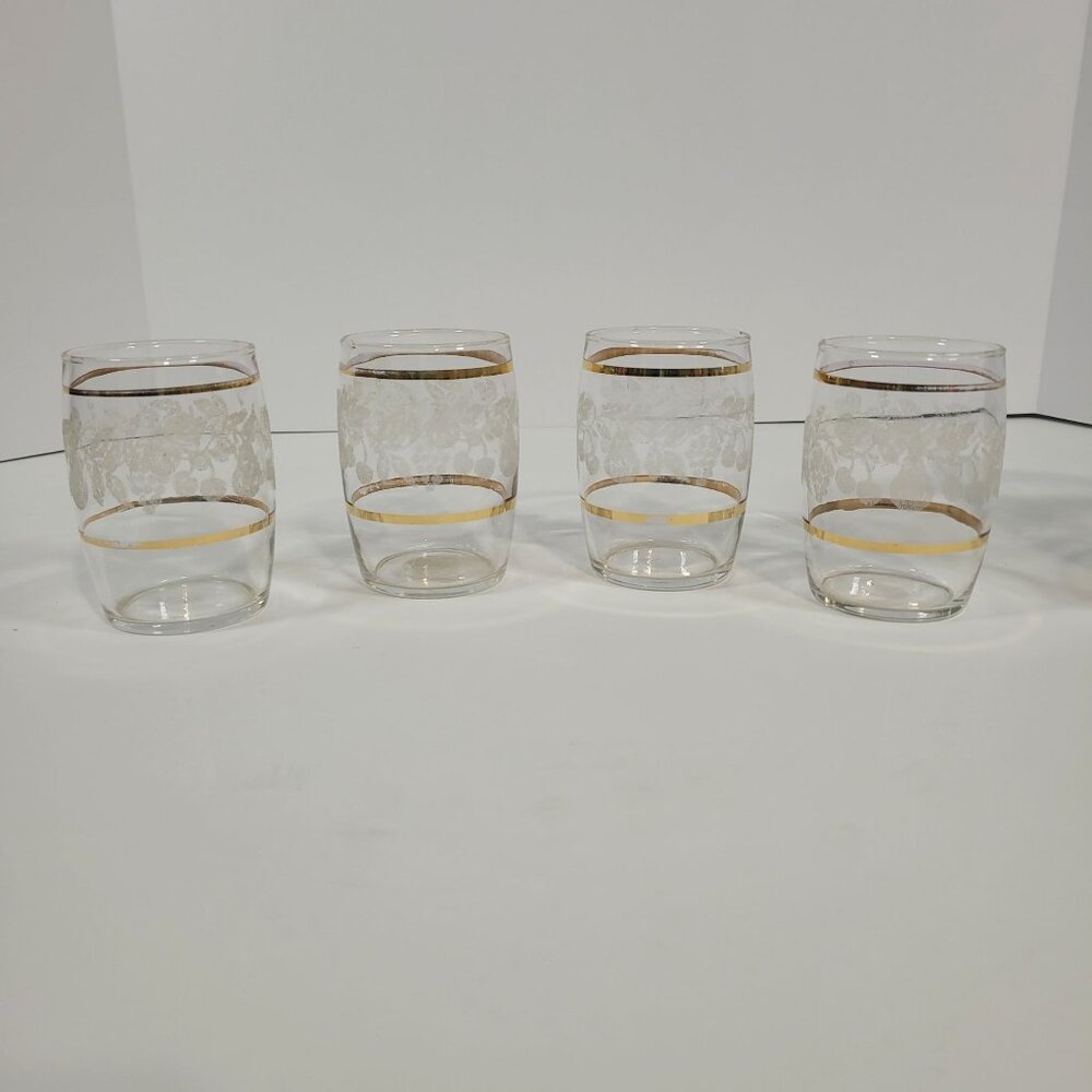 Vintage Juice Set Bartlett Collins Glass Pitcher 4 Glasses Golden Fruit‎ Pattern - Picture 6 of 8